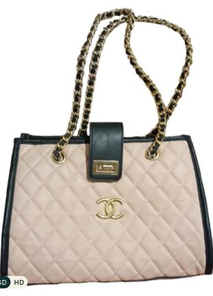 Сумка жіноча chanel рожева 22х30х10 см