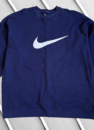 Чоловічий синій світшот nike 3xl 4xl 58 60 62 найк вінтажний світшот з логотипом свуш найк оверсайз батал кофта nike 3xl 4xl 60