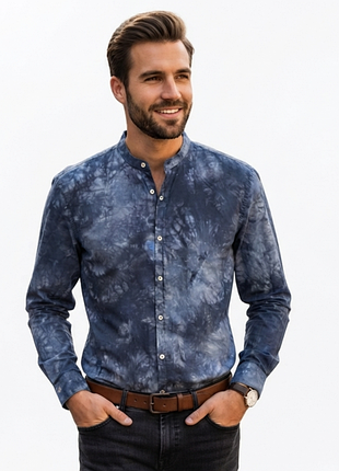 Стильная мужская рубашка sonny bono luxury denim, размер xl (42), 100% хлопок