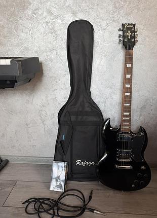 Електрогітара encore e69 blk (e69blk), sg-style, gloss black