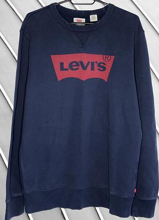 Чоловічий синій світшот levi’s m l 48 50 левіс левайс бавовняна кофта з логотипом написом синій світшот levi’s m l 48 50