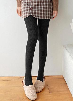 Колготки с текстурными узорами 300 den черные one size