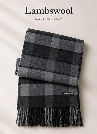 Шерстяной шарф в клетку lambswool – made in italy мужской женский