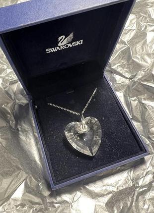 Кулон для жінок swarovski з кристалом у формі серця, сріблястий