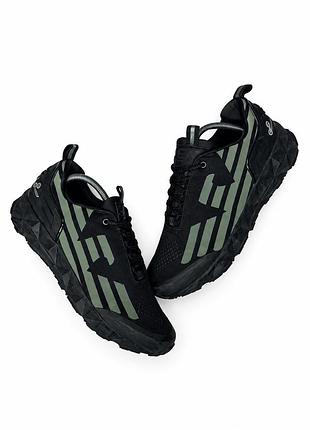 Emporio armani x8x033 xcc52 big reflective logo black men’s sneakers кросівки чоловічі мужские кроссовки размер 44,5