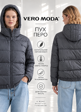 Vero moda зимний женский пуховик diddie с капюшоном