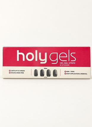 Гелеві наклейки для нігтів holy gels olive оливкові, 20 шт.