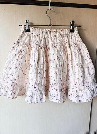 Спідниця -шорти zara на 10-12 років вишивка прошва квітковий принт літня ярусна спідничка zara пишна бавовняна