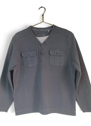 Лонгслів чоловічий trait henley з кишенями, розмір l, сірий