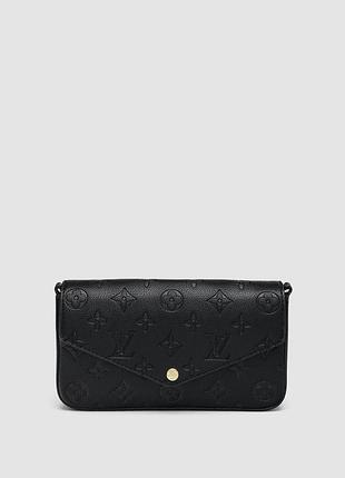 💎 louis vuitton félicie pochette bag monogram empreinte leather black 21 x 11 x 3 см