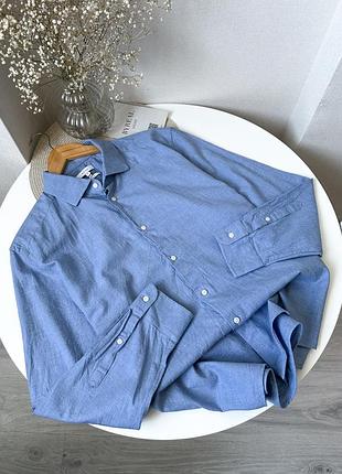 Блакитна сорочка оверсайз бавовна котон reiss