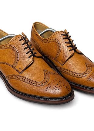 Barker tan brown leather derby brogue lace up shoes uk 12 us 13 дербі туфлі броги чоловічі 47 48 розмір туфли мужские