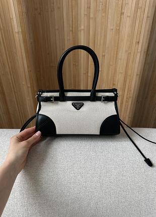 Сумка bonnie small handbag in canvas and leather beige/black