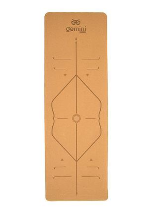 Коврик для йоги пробковый каучуковый gemini sport cty-0682 183см 61см 5мм