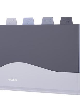 Набор досок кухонных на подставке ardesto fresh, 4шт, 23.8x33.8x7см, пластик