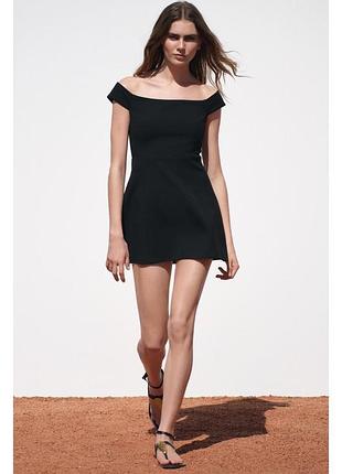 🖤чорна міні сукня з відкритими плечима zara 🖤