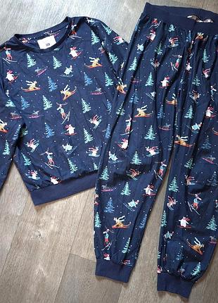 Затишна флісова жіноча новорічна піжама f&f (лінійка "made to dream" nightwear) розмір m-l 🎄✨