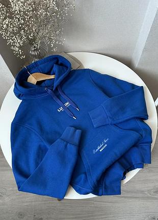 Синій худі з капюшоном з написами river island