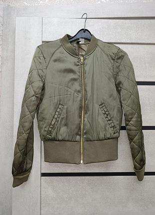 Куртка бомбер h&m для дівчинки, хакі, демісезонна, на синтепоні, розмір 146-152 см