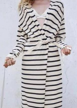 Кардиган в полоску с поясом zara