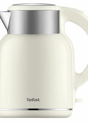 Электрочайник tefal thermo protect xl, 1.9л, пластик, нержавеющая сталь, бежевый