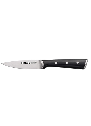 Кухонный нож для чистки овощей tefal ice force, 9см, нержавеющая сталь, пластик, черный