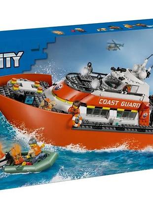 Конструктор lego city спасательный катер и вертолет береговой охраны
