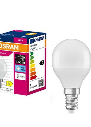 Лампа osram led value classic p e14 7вт 4000k 1055лм