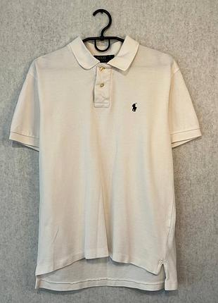 Хлопковое поло polo ralph lauren оригинал белое кремовое разм. m