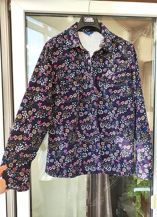 Хлопковая вельветовая рубашка cotton traders в цветочный принт (размер 16 / l-xl)