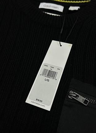 Чоловічий джемпер светр calvin klein regular fit ribbed zip pocket чорний з нагрудною кишенею в рубчик мілітарі тактичний рельєфний новий l оригінал 4