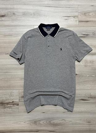 Преміальна сіра поло футболка ральф лорен polo ralph lauren stretch mesh polo, l, оригінал