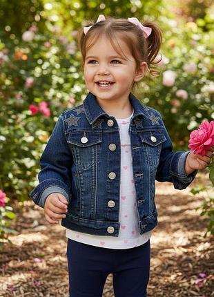 Джинсовая куртка для девочки silvian heach kids 2y синяя со звездами