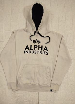 Кофта чоловіча alpha industries з капюшоном, біла