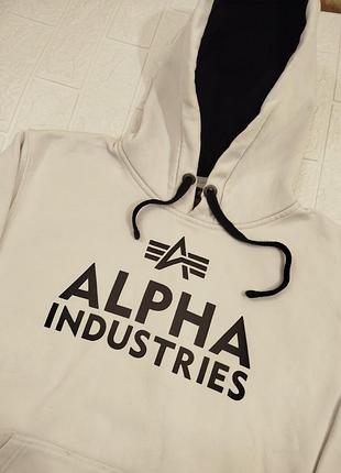 Кофта чоловіча alpha industries з капюшоном, біла 2