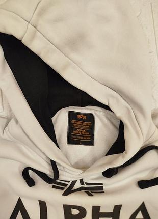 Кофта чоловіча alpha industries з капюшоном, біла 3