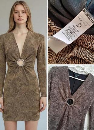 Коротка жіноча сукня new look з люрексом, золотиста, розмір s