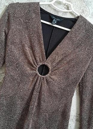 Коротка жіноча сукня new look з люрексом, золотиста, розмір s