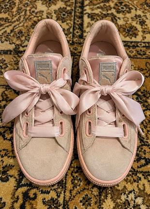Кросівки жіночі puma suede heart ep рожево-бежеві