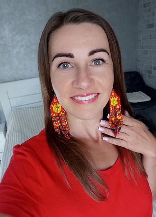 Сережки червоні квіти