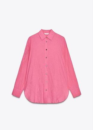 Жіноча вільна бавовняна сорочка з жатим ефектом zara розмір с