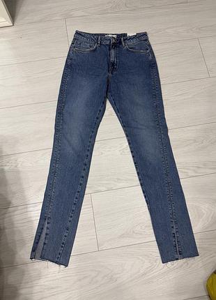 Джинси жіночі zara skinny split full length сині розмір 42 денім