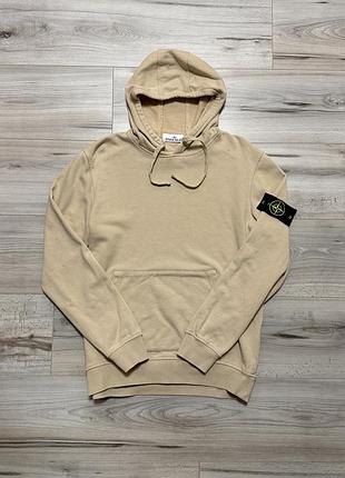 Бежевая кофта худи стон айленд stone island classic cotton hoodie, факт s