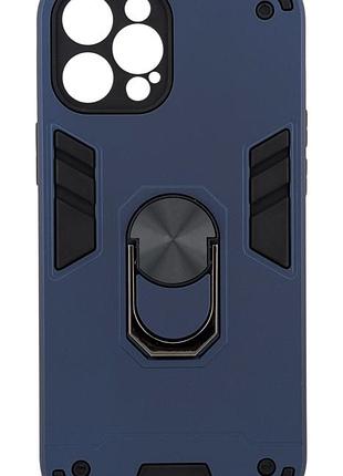 Чехол armored ring для apple iphone 12 pro max противоударный с подставкой кольцо синий