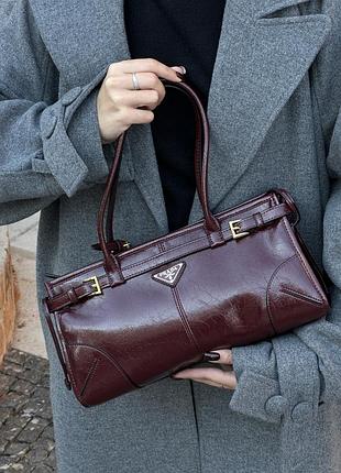 Сумка medium leather handbag burgundy
