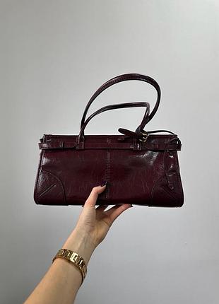 Сумка medium leather handbag burgundy 7