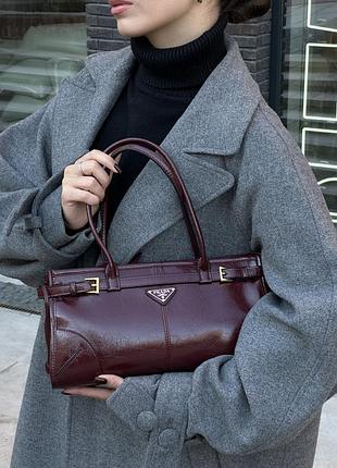 Сумка medium leather handbag burgundy 2