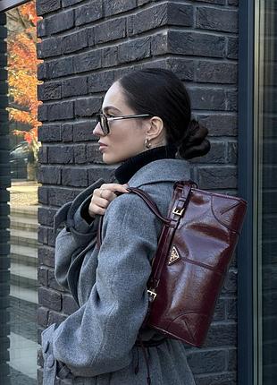 Сумка medium leather handbag burgundy 4