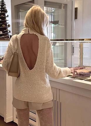Светр жіночий zara з паєтками, білий