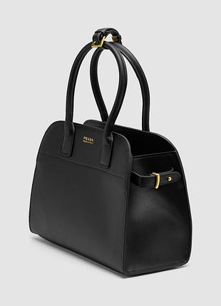Сумка medium black leather tote bag 2